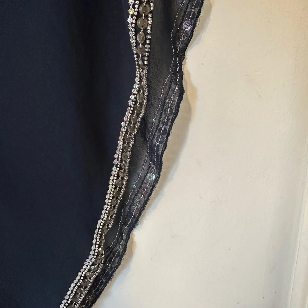 Adrianna Papell Navy and Gold Embellished Evening Top - Picture 4 of 5